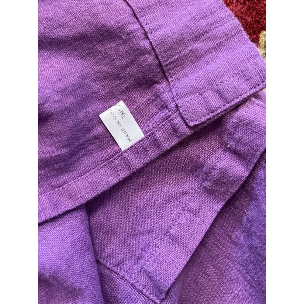 M&M 100% Linen Cross Back Smock Apron One Size Purple Molly Morris Design $100